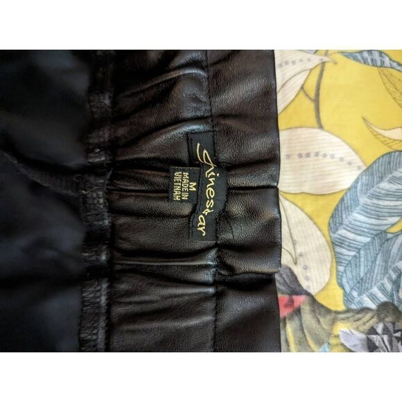 shinestar high waist black vegan leather shirts sz m euc - Picture 6 of 6